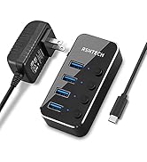 Powered USB hub RSHTECH 4 Port USB C to USB 3.0 Port Hub Expander Aluminum Portable USB 3.0 hub S...