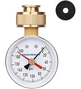 MEASUREMAN 2" Water Pressure Test Gauge, 3/4" Female Hose Thread, 0-200 psi/kpa with Maximum Pres...