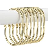 Goowin Shower Curtain Rings, 12 Pcs Shower Curtain Hooks, Oval Snap Shower Rings for Curtain, Met...