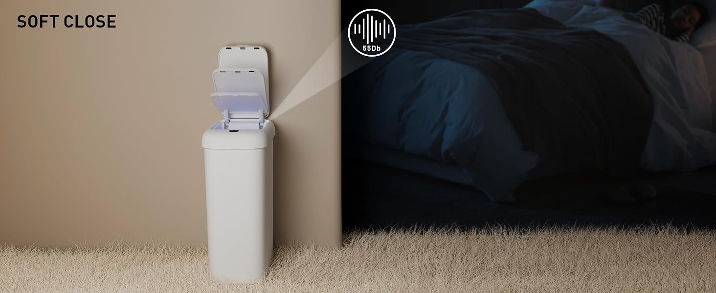 motion sensor trash can for bedroom quiet and silent