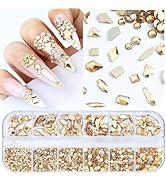 Dowarm 3200PCS Champagne Gold Nail Art Rhinestones, Round Flatback Rhinestones for Nails, Crafts,...