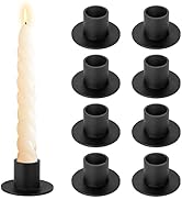 Matte Black Candle Holder Set of 8 for Taper &amp; Led Candles Decorative Candlestick Holders for Wed...
