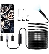 VEVOR Endoscope Camera with 49.2FT Semi-Rigid Cable, 1920P HD Borescope for Android &amp; iOS, Indust...