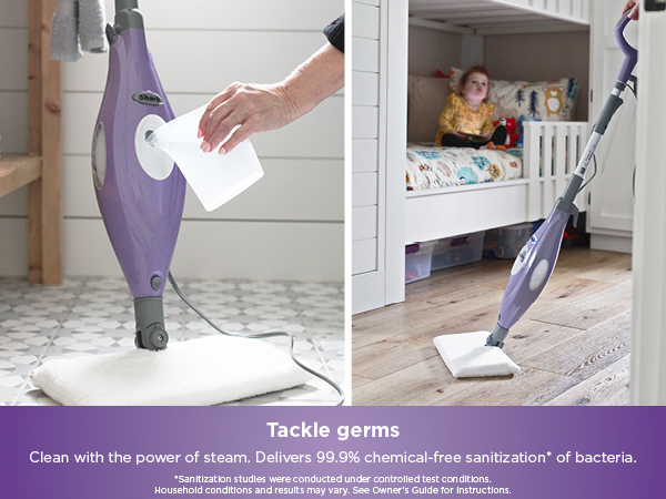 Tackle germs Clean with the power of steam. Delivers 99.9% chemical-free sanitization* of bacteria