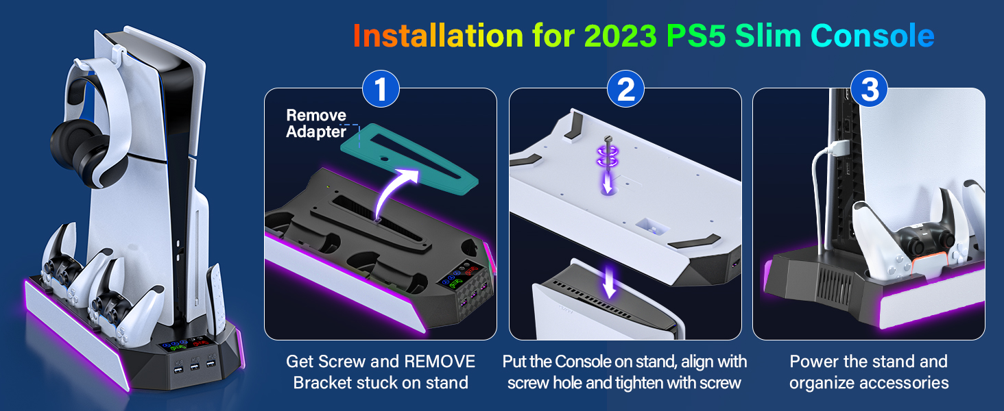 ps5 slim docking station with cooling fan