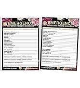 TLC Safety By Design Emergency Contact Fridge List in 5.5” x 7.5” Plastic Cover Magnetic Sleeve R...