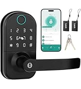 GUSEI Keyless Entry Fringerprint Smart Biometric Door Deadbolt Lock with Handle, 5-in-1 Keypad Di...