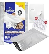 15x 5 Gallon Wallaby Mylar Bag Bundle - Silver (5 Mil) With 20 Single Sealed Oxygen Absorbers &amp; L...