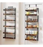 6 Tier Over The Door Pantry Organizer, 2 IN 1 Wall Mount or Metal Hanging Spice Rack for Pantry O...