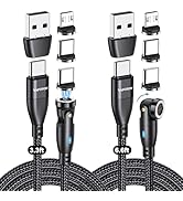 9-Pin 540° Rotating Magnetic Charger Cable , 6 in-1 Magnetic Phone Charger Cable PD 60W/3A Fast C...