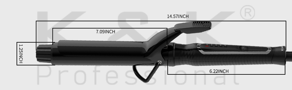 size for hair curling iron