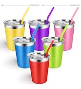 ShineMe 12oz Kids &amp; Toddler Cups with Lids and Straws, 6pack Sippy Cup Spill Proof, Unbreakable S...