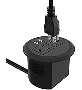 Desktop Power Grommet with USB,Countertop Power Grommet Outlet with 2 Outlets,Desk Power Grommet ...