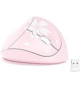 Mytrix Sakura Cherry Pink Wireless Ergonomic Vertical Mouse, 2.4GHz Optical Ergo Mouse with 800/1...