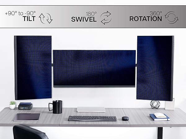 Telescoping Triple Monitor Desk Mount
