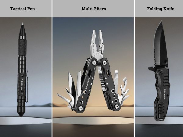 Multi tool Pliers, Pocket Knife, Tactical Pen