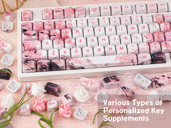 Landscape Painting Sakura Pink Cute Keycap Set