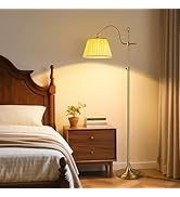 Bright 12W LED Floor Lamps with Smart Remote and Bluetooth,Adjustable Brightness and Color, Gold ...