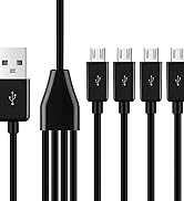 Vrllinking 4 in 1 USB A to Micro USB Splitter Charging Cable
