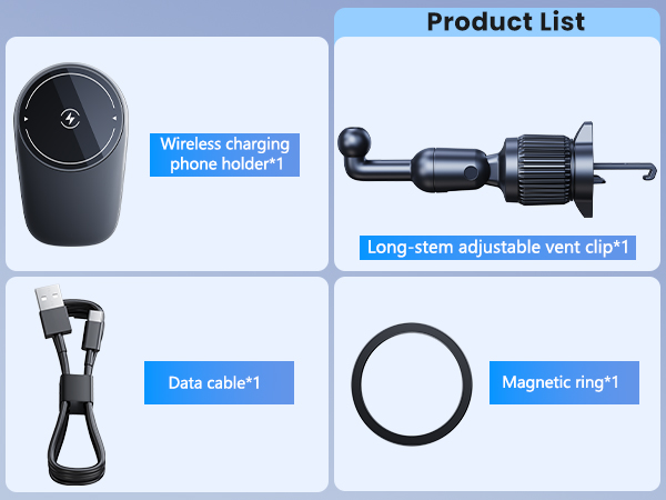 Wireless Magnetic Car Phone Holder Mount with Cooling Fan &amp; RGB Lights
