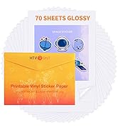HTVRONT Printable Vinyl Sticker Paper - 70 Sheets Glossy Waterproof Sticker Paper for Inkjet Prin...