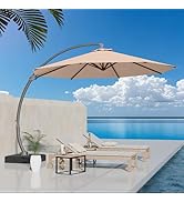 Kingdura 11ft Offset Cantilever Patio Umbrella with Base Included, Large Round Aluminum Outdoor U...