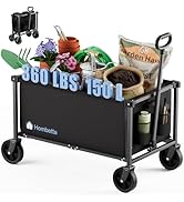 Hombetta Collapsible Wagon Cart with Wheels, 150L Lightweight Foldable Utility Cart, Portable Rol...