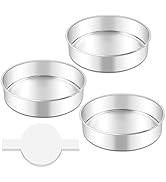 LIANYU 8 Inch Cake Pan Set of 3, Stainless Steel Round Baking Pans with 90 PCS Parchment Paper, N...