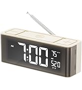 I·CODE Alarm Clock Radio, AM/FM Radio with Auto-on Timer, Dual Alarm, Snooze,Temperature, Loud Al...