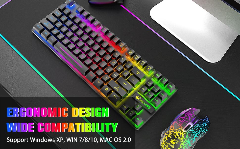 ergonomic wireless gaming keyboard and mouse combo