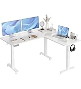 Claiks L Shaped Standing Desk Adjustable Height, Dual Motor Electric Corner Standing Desk, 63x55 ...