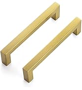 Ravinte 30 Pack 5 Inch Square Cabinet Handles Brushed Brass Kitchen Pulls for Cabinets Stainless ...