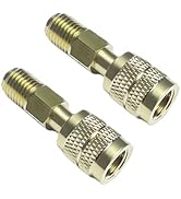 R32 R454B Refrigerant Brass Adapter, 1/4" Female to Male Reverse Thread, Low-Loss Quick Connect w...