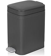 rejomiik Small Bathroom Trash Can with Lid Slim Soft Close Garbage Can Step Wastebasket Container...