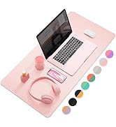 Dual-Sided Multifunctional Desk Pad, Waterproof Desk Blotter Protector, Leather Desk Wrting Mat M...