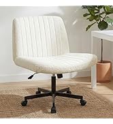 Orange Factory Criss Cross Chair Wheels Vanity Chair Office Desk Comfy Wide Cross Legged Armless ...