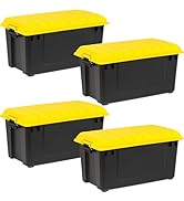 IRIS USA WeatherPro 21 Gallon Lockable Storage Bins with Lids, 4 Pack - Made in USA, Heavy Duty, ...