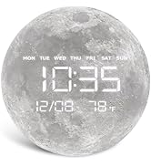 HOMLOVE Digital Wall Clock with Large LED Display, Moon Modern Electric Wall Clock [Plug-in] for ...