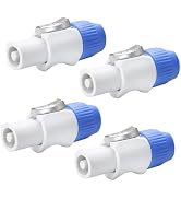 Kakabuble Heavy-Duty PowerCon Connectors - 4-Pack, 3-Pin AC Male, 250V 20A, High-Performance Avia...