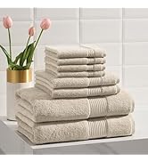 Ted Baker 8-Piece Towel Set - 2 Bath, 2 Hand &amp; 4 Washcloths - 100% Cotton - Tan Beige