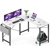 Sweetcrispy L Shaped Computer Desk - Gaming Corner 50 Inch PC White Writing Study Student Table w...