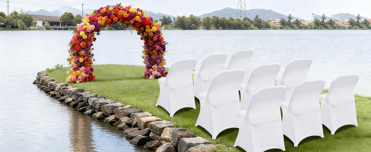 white folding chair cover