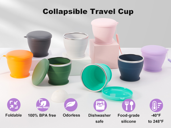 collapsible travel cup with various colors