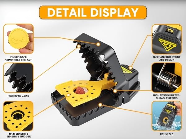Reusable Mouse Trap Detail Display, High Sensitivity Pest Control Trap