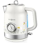 Retro Electric Kettle, PARIS RHÔNE 1.7L Hot Tea Kettle with Thermometer, 1500W Fast Heating, Cord...