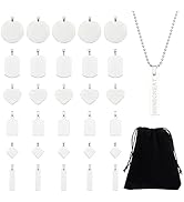 BENECREAT 30PCS Mixed Large Stainless Steel Stamping Blanks, Round/Rectangle/Heart Pendants Charm...