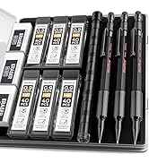 Nicpro 0.9 Metal Mechanical Pencil Set with Case, 3PCS Hevey Duty MP2000 Lead Pencil With 6 Tube ...