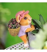 NSXAYIWE Cute Rabbit Figurines Hanging Animal Statue, Small Resin Bunny with Basket Pot Climbing ...