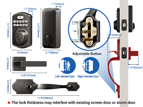 front door handle with keypad lock