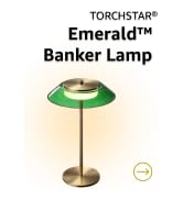 TORCHSTAR Green Glass Desk Lamps, with Antique Brass Body, 3000K | Integrated LED, 330LM 3-Step D...